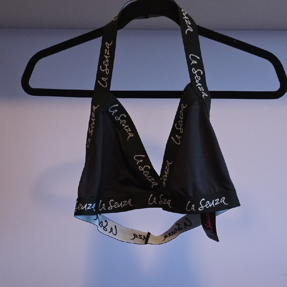 La Senza Black Halter Bra with Logo Straps